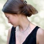 Statement jewelry Silver threads of rain. Boho chic fringes choker style necklace. Glitter holiday tbteam spteam
