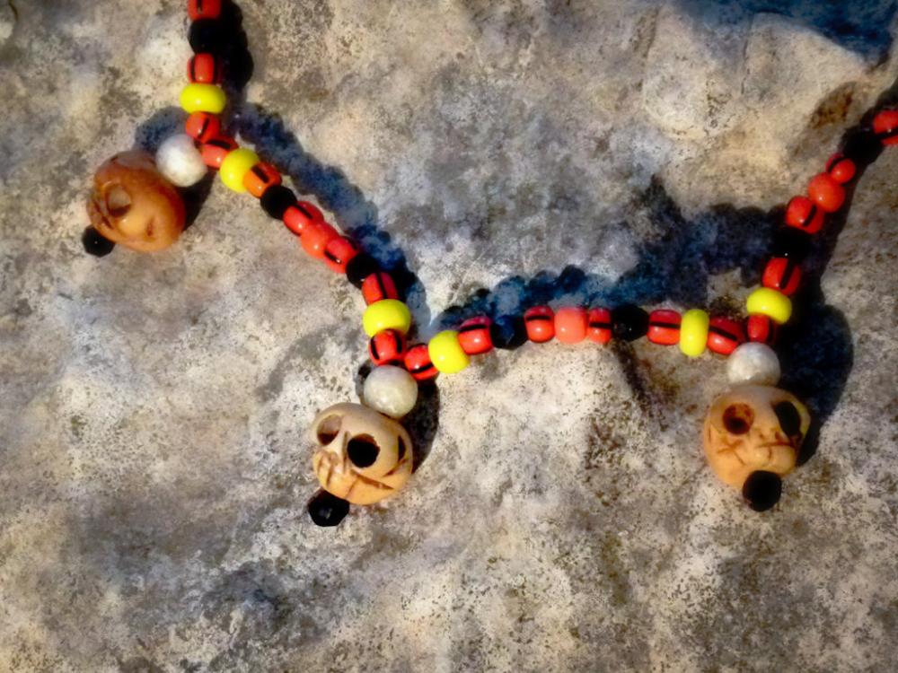 African Tribal skull necklace. Halloween Voodoo