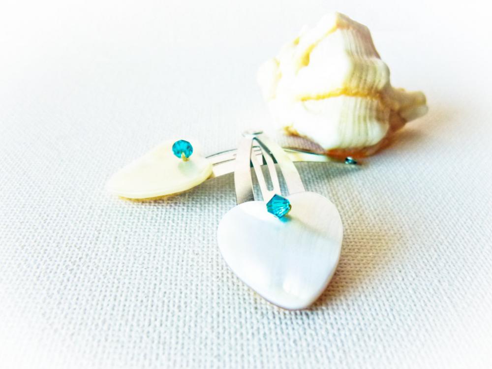 Love Hearts Valentine day gift blue crystal hair clip. Hair accessories for women and teens. Rustic Wedding Bridesmade Shabby chic style