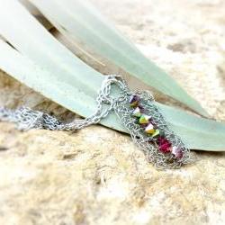 Boho chic minimalist wire crochet pendant. Bridesmade gift idea.Spring fashion jewelry.