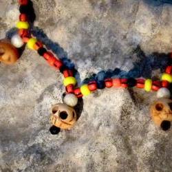 African Tribal skull necklace. Halloween Voodoo