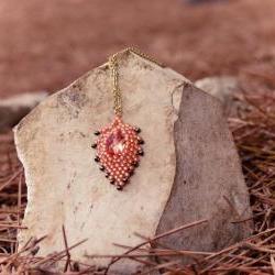 Cute honeysuckle pendant. Holiday jewelry Rustic style under 50 