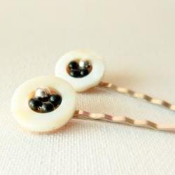 Cute monster. Holiday Fashion accessories. Beaded hair bobby pin