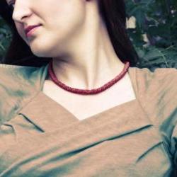 Red snake choker style necklace. January fashion jewelry Ready to ship.