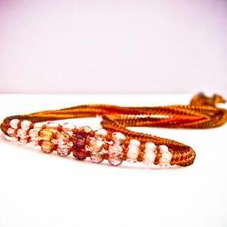 Topaz layered beadwoven choker style necklace. Unique fashion jewelry