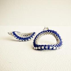 Sapphire blue original dangle earrings. Winter office fashion jewelry