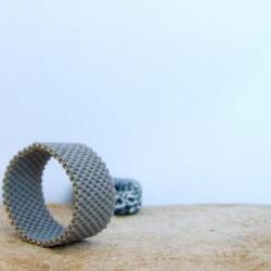 Unisex minimalist custom ring. Bead woven band. Gift idea under 25 