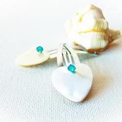 Love Hearts Valentine day gift blue crystal hair clip. Hair accessories for women and teens. Rustic Wedding Bridesmade Shabby chic style