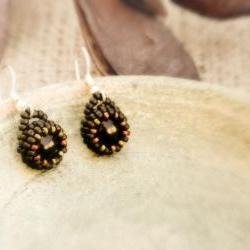 Free Shipping Night Dreams. Black bead wrapped earrings. Office Fashion jewelry. tbteam spteam stylistteam