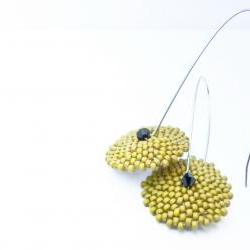 Olives Green holiday - long dangle beadwoven earrings. tbteam spteam stylistteam rusteam