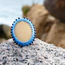 Unique Natural Stone cocktail ring. Nautical OOAK tbteam spteam stylistteam