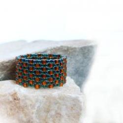 Cedar textured band ring Beaded custom band Green holiday gift idea under 25 tbteam