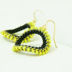 Urban chic yellow grey black original hoop earrings. Modern jewelry tbteam