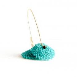 Turquoise jewelry. Holiday Style long dangle beadwoven earrings. tbteam
