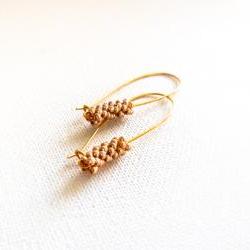 Chic minimalist fashion golden long earrings. Wedding jewelry. Bridesmade gift idea.