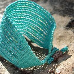 Sky Dreams Chunky Turquoise Bead woven Cuff / Bracelet. Fashion jewelry. Spring Summer Everyday tbteam. Made to order