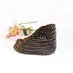 Fantasy. Glamour Black Bead woven Cuff / Bracelet. Fashion jewelry. Spring Summer Everyday Party time tbteam