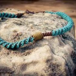 7 Lucky Rings Turquoise Choker. Nautical Vintage look beadwoven necklace. tbteam spteam