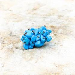 Turquoise unique beaded bead. Jewelry making supplies OOAK tbteam
