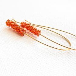 Burnt orange chic earrings. Spring summer 2012 Beaded beads jewelry