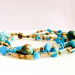 Boho chic chunky multi layered wrap bracelet. December birthstone Turquoise Jewelry. mother day